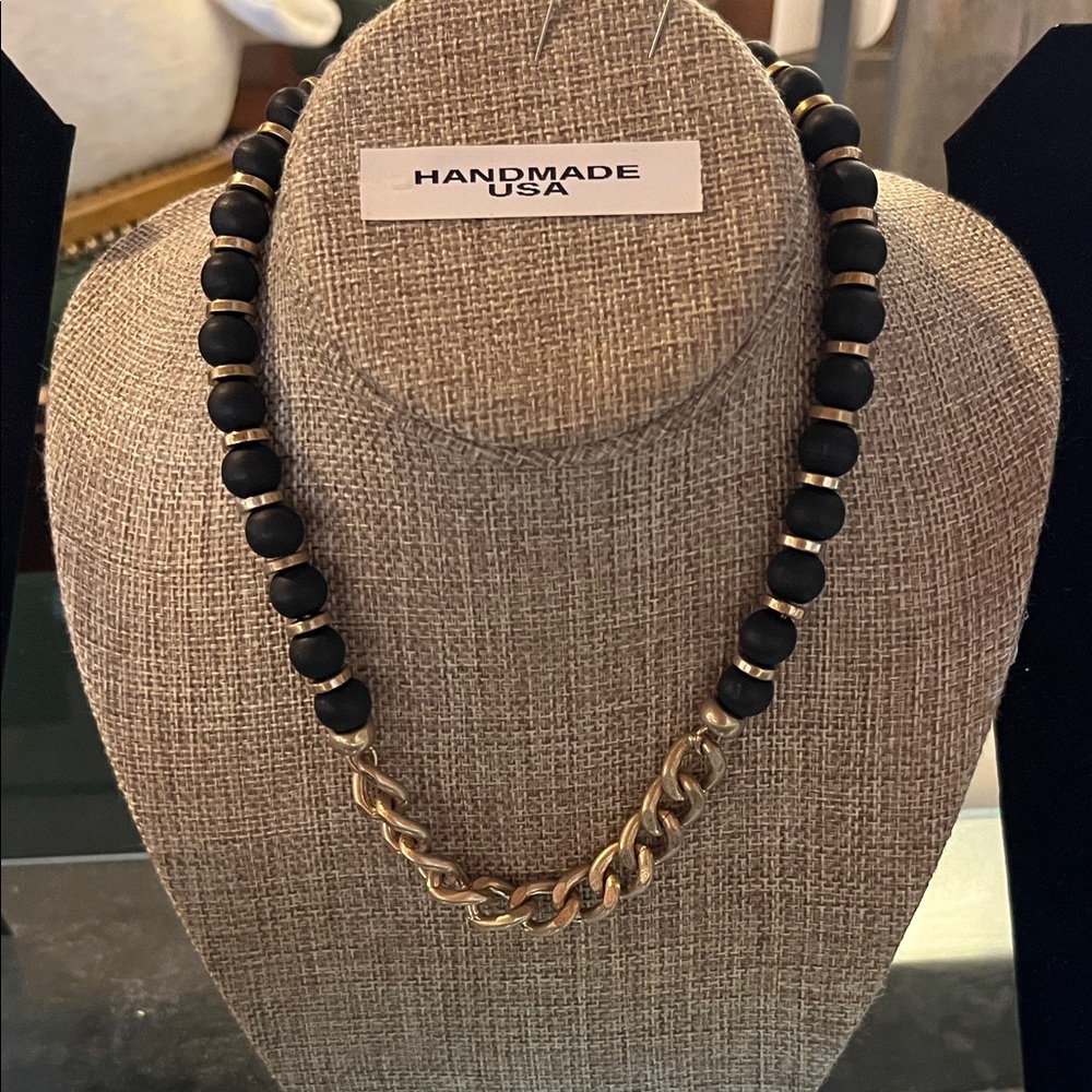 Handmade Black and Gold Necklace